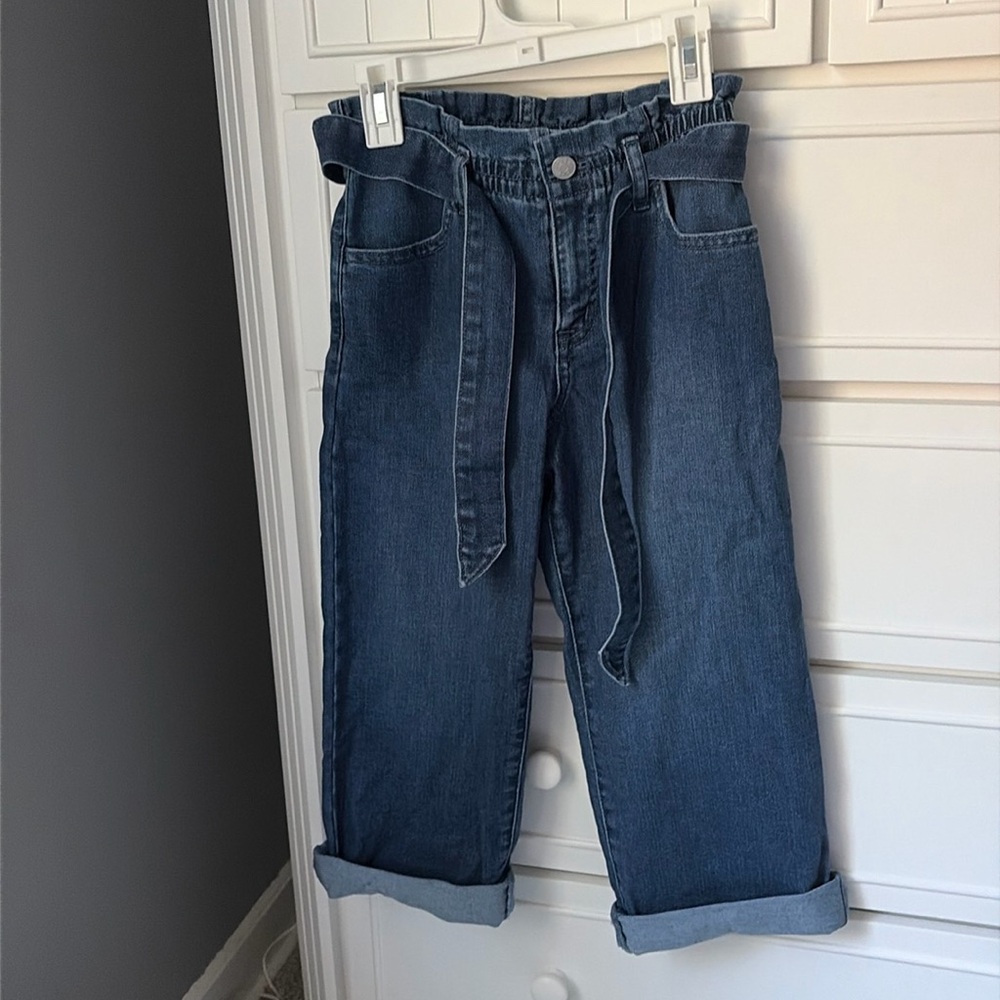 Crewcuts wide leg belted jeans